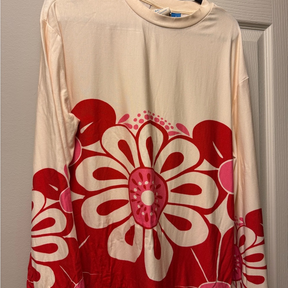 FARM Rio Red and Pink Floral Long Sleeve Top